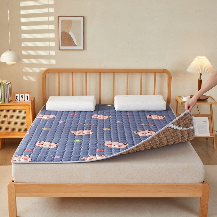 91家纺网 家纺一手货源 找家纺 迪乐妮 2025新款双面可用抑菌冰丝床褥爬爬垫-大床图 灰熊