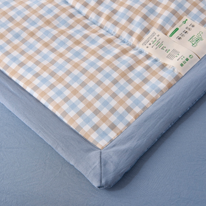 91家纺网 家纺一手货源 找家纺 玉清坊 2025新款色织水洗棉新疆棉花夏被【支持一件代发】 印月-蓝