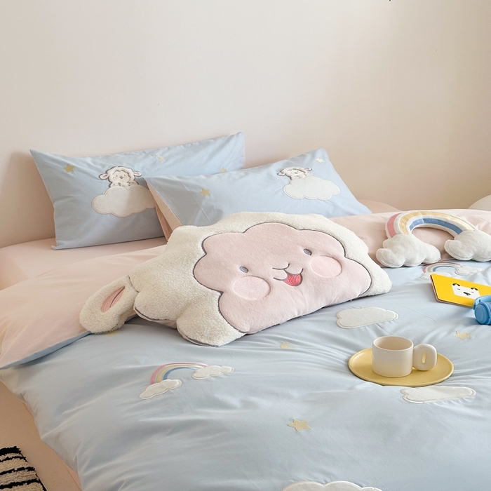 91家纺网 家纺一手货源 找家纺 朗莎家纺 2025新款40支全棉水洗五件套 喜羊羊