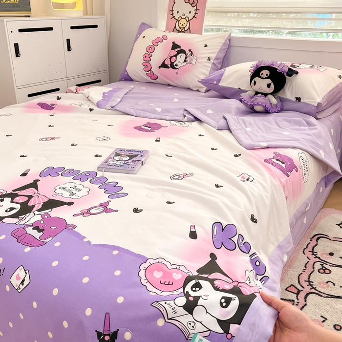 91家纺网 家纺一手货源 找家纺 博雅 2025新款三丽鸥全棉纯棉夏被夏凉被空调被四件套 夏被全棉-梦想库洛米