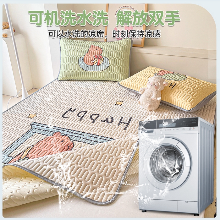 91家纺网 家纺一手货源 找家纺 布卢姆床垫 2025新款A类大版数码凉感丝乳胶凉席 好运每天