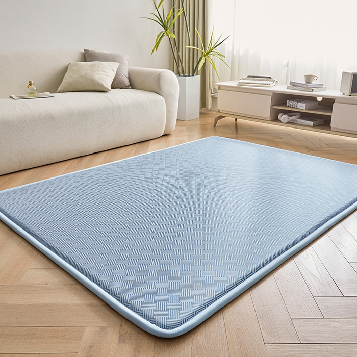 91家纺网 家纺一手货源 找家纺 迪乐妮 2025新款抑菌冰丝地垫床垫爬爬垫-大床图 抑菌冰丝垫+饼干花-蓝