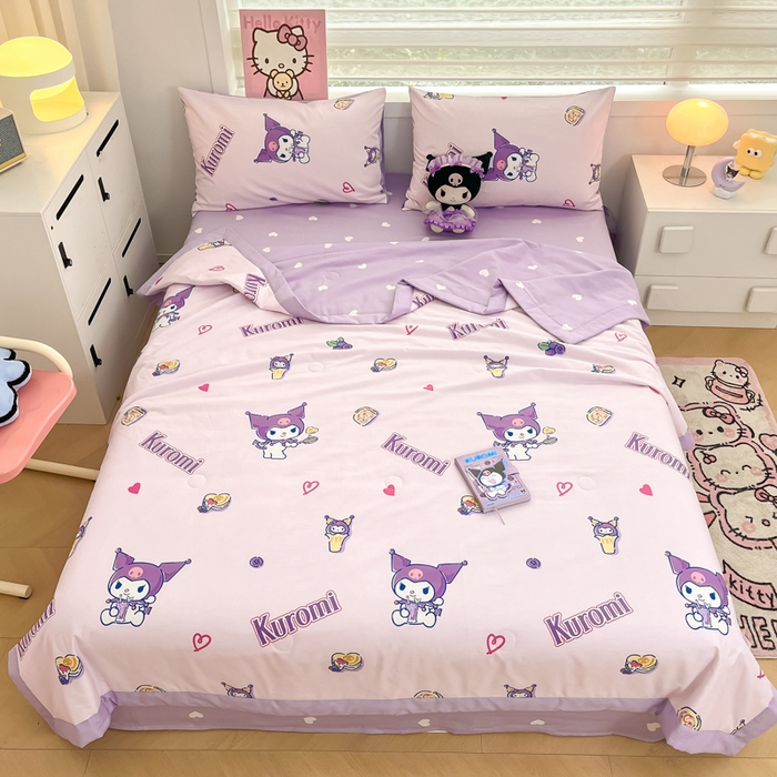 91家纺网 家纺一手货源 找家纺 博雅 2025新款三丽鸥全棉纯棉夏被夏凉被空调被四件套 夏被全棉-多彩库洛米