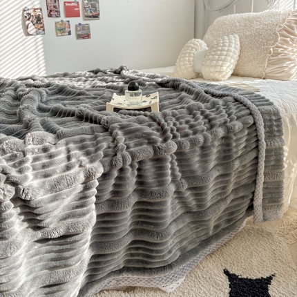 91家纺网 家纺一手货源 找家纺 （总）潮邦创意家居2025新款云朵绒灰边舒绵云朵毯