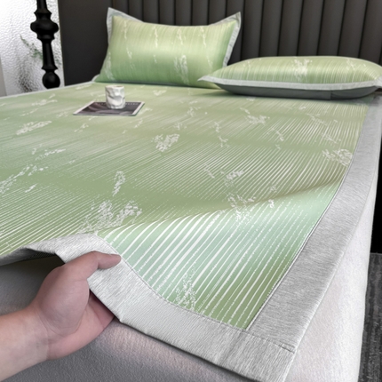 91家纺网 家纺一手货源 找家纺 席佬大 2025新款PE高分子科技凉感凉豆豆可机洗软席 浅草绿