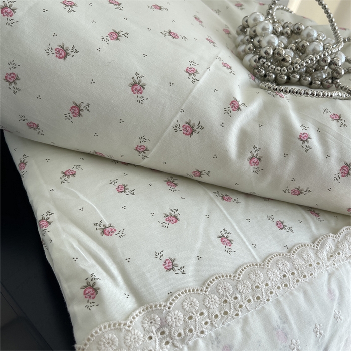 91家纺网 家纺一手货源 找家纺 奈萝家纺 奈萝2025新款全棉13372法式花边纯棉夏被春秋被 玫瑰花园