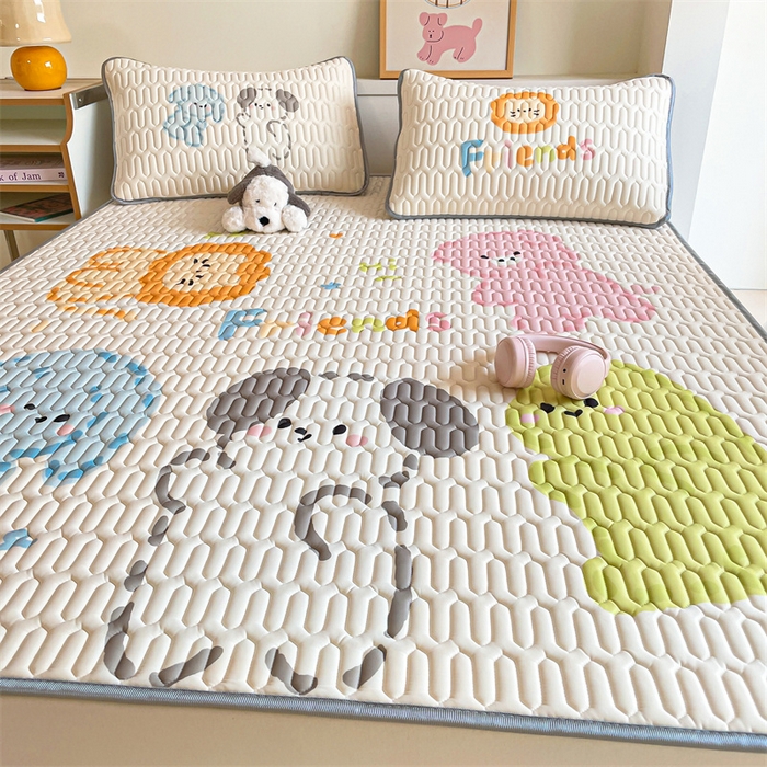 91家纺网 家纺一手货源 找家纺 布卢姆床垫 2025新款A类大版数码凉感丝乳胶凉席 动物派对