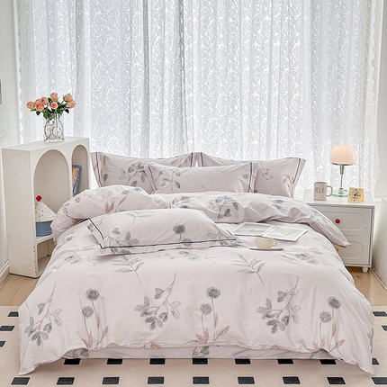91家纺网 家纺一手货源 找家纺 锦罗绣 2025新款全棉13376印花套件单品单被套 小思绪-粉