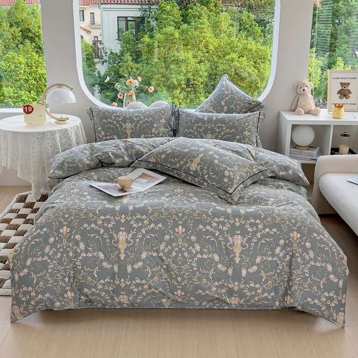 91家纺网 家纺一手货源 找家纺 锦罗绣 2025新款全棉13376印花套件单品 波光花纹