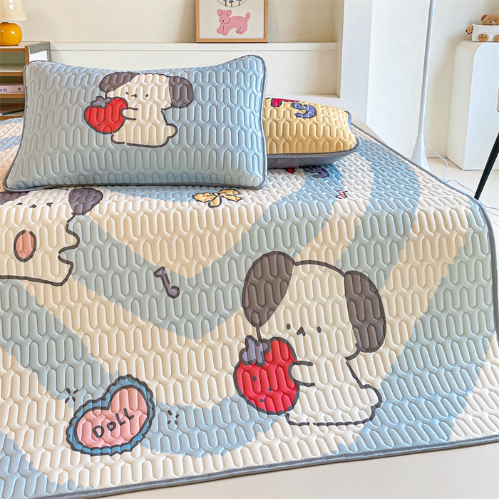 91家纺网 家纺一手货源 找家纺 布卢姆床垫 2025新款A类大版数码凉感丝乳胶凉席 草莓小狗