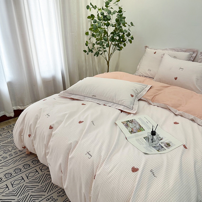 91家纺网 家纺一手货源 找家纺 橙艺 2025新款春夏铂金全棉四件套第二波 微光-粉