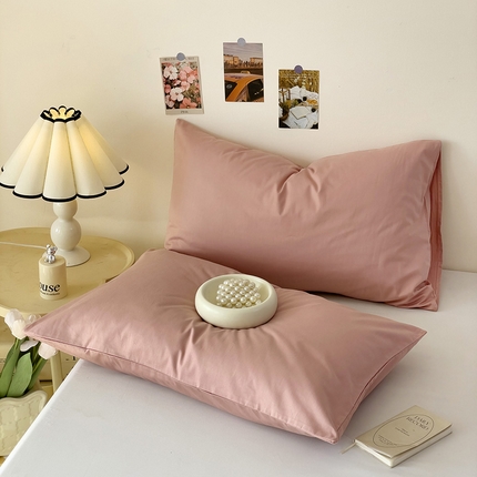 漫时光 2025新款亲肤舒适纯色全棉A类纯棉单枕套 珊瑚粉