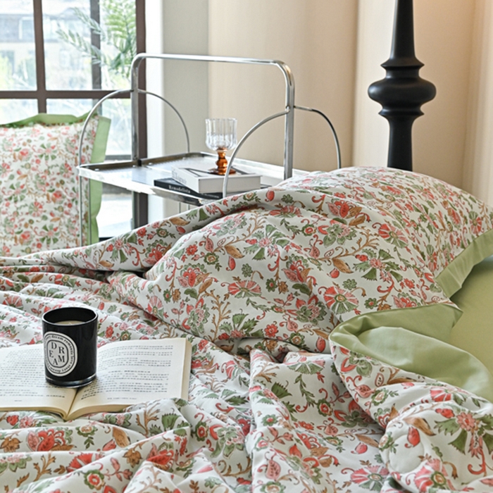 91家纺网 家纺一手货源 找家纺 佳居缘 2025新款天丝棉大豆印花夏被四件套 莫奈