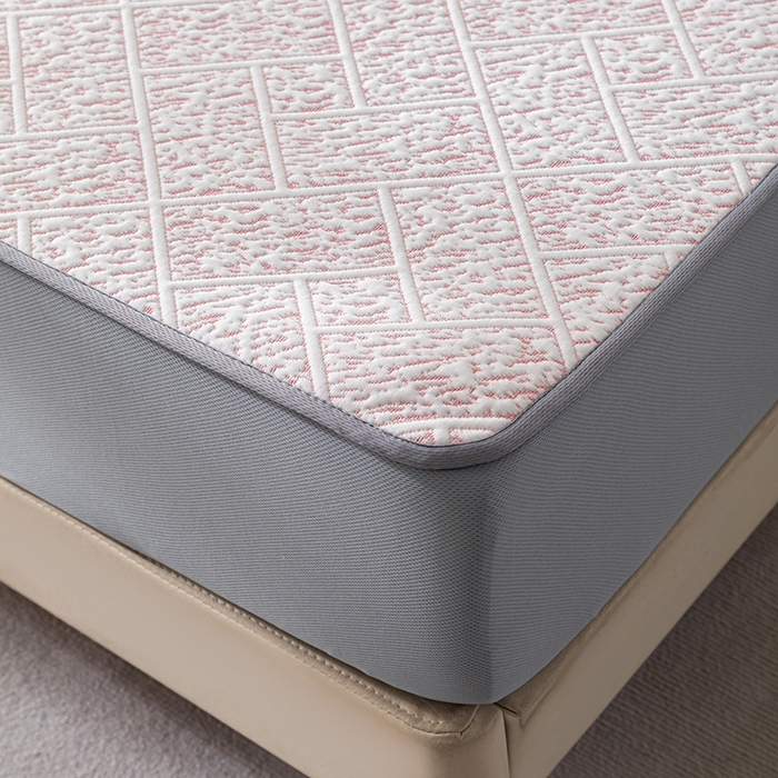 91家纺网 家纺一手货源 找家纺 鑫姿席业 2025新款A类凉感冰豆豆席 雅致床笠款-冰粉