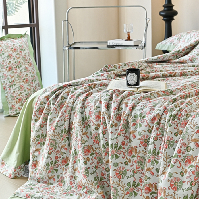 91家纺网 家纺一手货源 找家纺 佳居缘 2025新款天丝棉大豆印花夏被四件套 莫奈