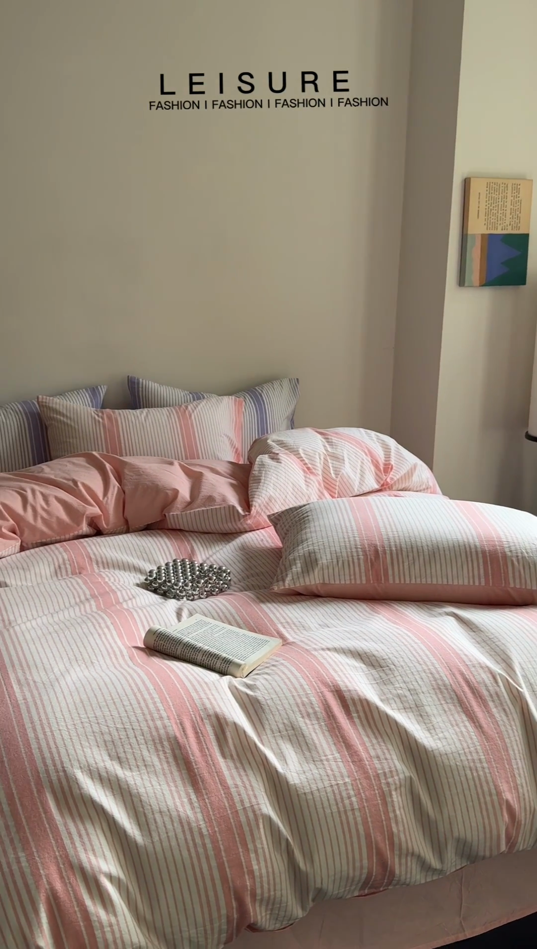 91家纺网 家纺一手货源 找家纺 玖弘家居 2025新款提花全棉四件套-繁星 繁星-粉