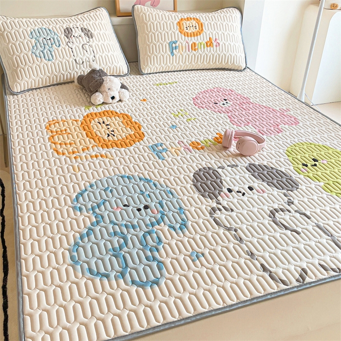 91家纺网 家纺一手货源 找家纺 布卢姆床垫 2025新款A类大版数码凉感丝乳胶凉席 动物派对