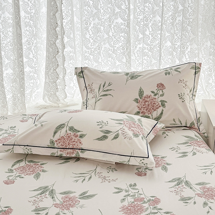 91家纺网 家纺一手货源 找家纺 锦罗绣 2025新款全棉13376印花套件单品 暗香花-红