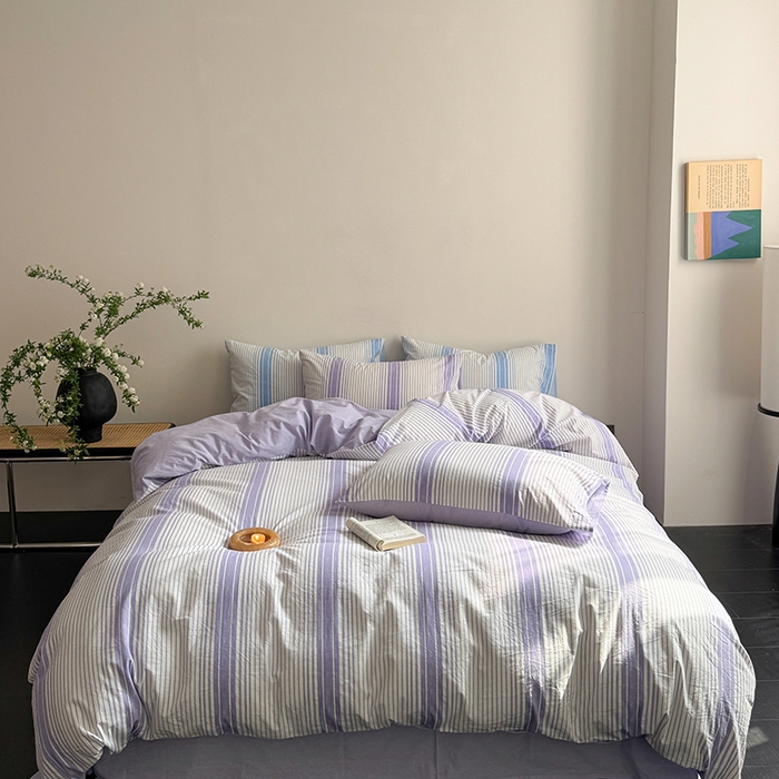 91家纺网 家纺一手货源 找家纺 玖弘家居 2025新款提花全棉四件套-繁星 繁星-紫