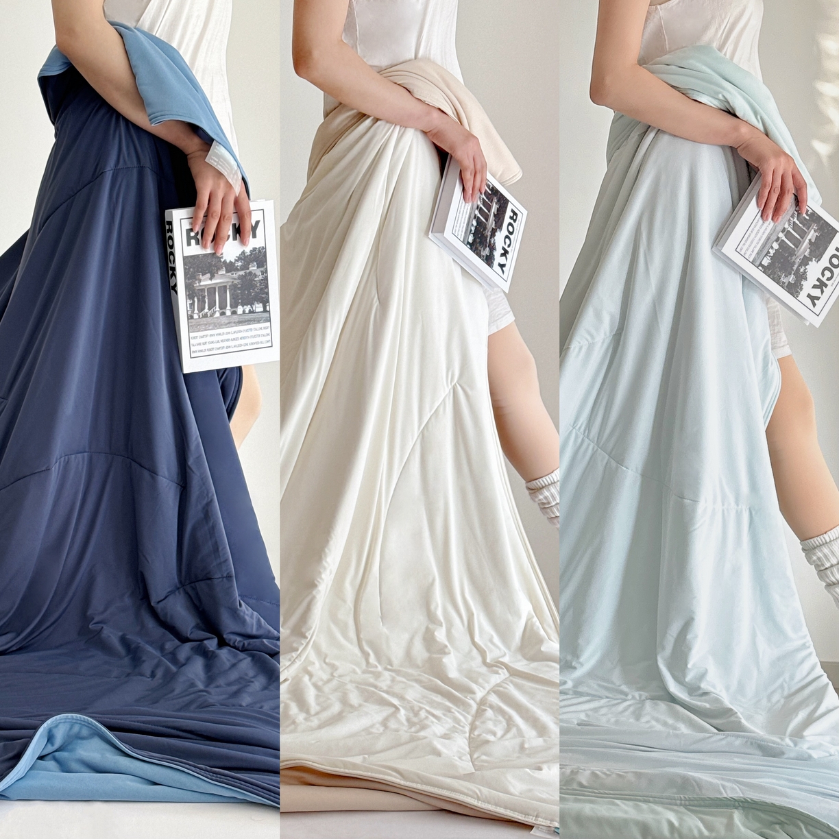 91家纺网 家纺一手货源 找家纺 兜米家居 2025新品某朵同款深睡双感夏被空调被 深蓝