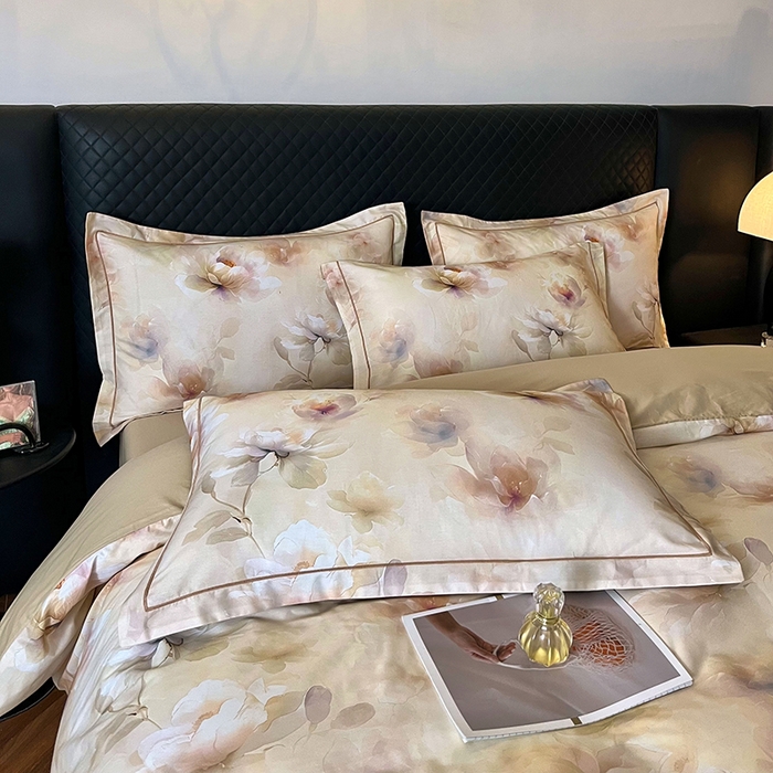 91家纺网 家纺一手货源 找家纺 金纱玉纺家纺 2025新款全棉13376数码印花四件套（礼盒包装） 256A2