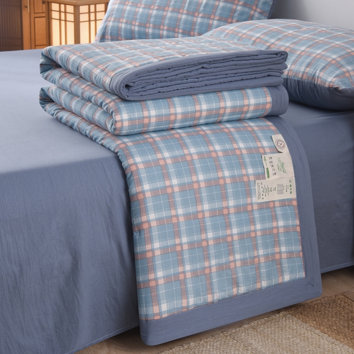 91家纺网 家纺一手货源 找家纺 玉清坊 2025新款色织水洗棉新疆棉花夏被【支持一件代发】 洛卡-蓝