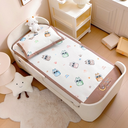 宝贝优选 2025新款宝贝优选儿童7A抗菌高密绣花冰丝席 大眼萌宠