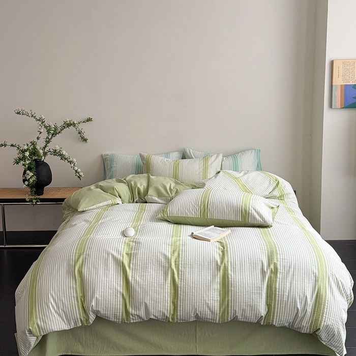 91家纺网 家纺一手货源 找家纺 玖弘家居 2025新款提花全棉四件套-繁星 繁星-绿