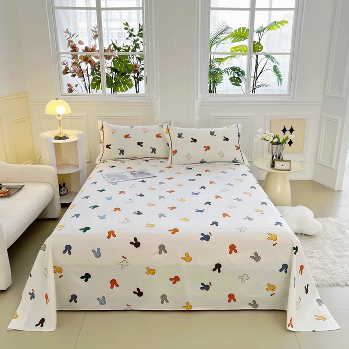 91家纺网 家纺一手货源 找家纺 锦罗绣 2025新款全棉13376印花套件单品单床单 兔宝宝