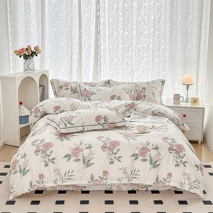 91家纺网 家纺一手货源 找家纺 锦罗绣 2025新款全棉13376印花套件单品单被套 暗香花-红