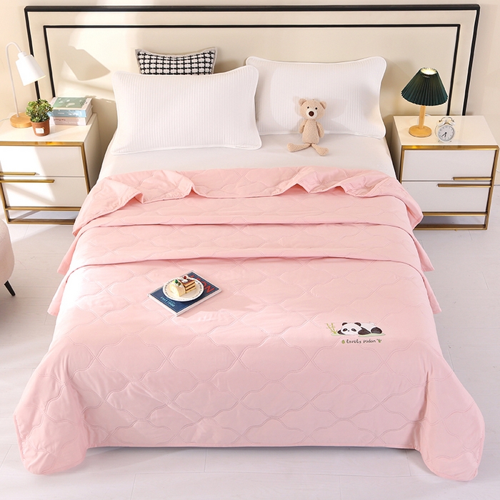 91家纺网 家纺一手货源 找家纺 爱洛家纺 2025新款熊猫超声波夏凉被被子被芯 熊猫粉-夏被