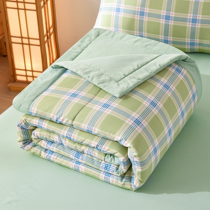 91家纺网 家纺一手货源 找家纺 玉清坊 2025新款色织水洗棉新疆棉花夏被【支持一件代发】 罗宾-绿