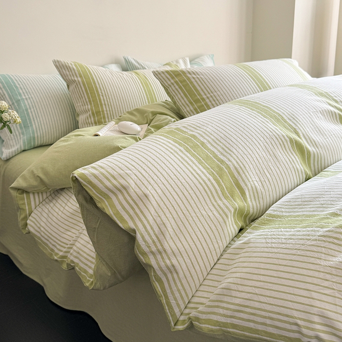 91家纺网 家纺一手货源 找家纺 玖弘家居 2025新款提花全棉四件套-繁星 繁星-绿