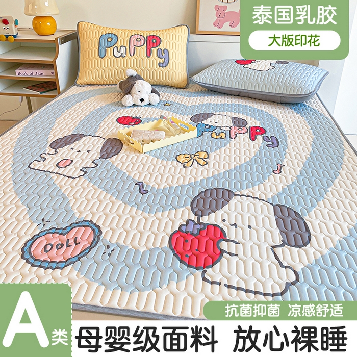 91家纺网 家纺一手货源 找家纺 布卢姆床垫 2025新款A类大版数码凉感丝乳胶凉席 草莓小狗