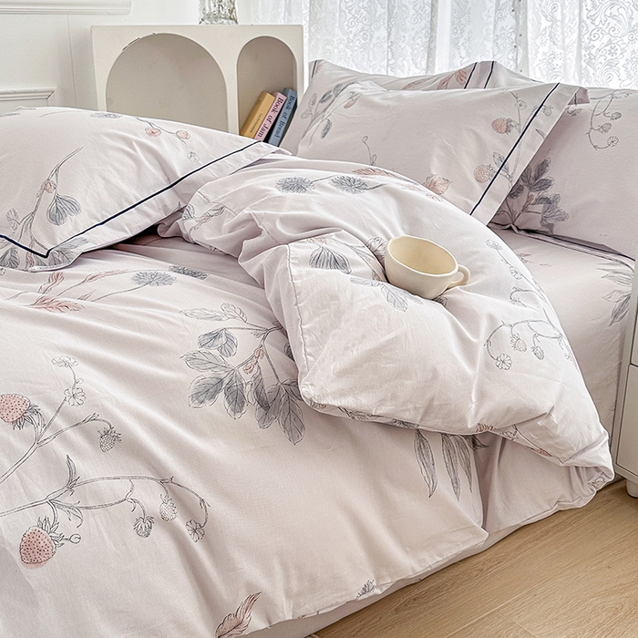 91家纺网 家纺一手货源 找家纺 锦罗绣 2025新款全棉13376印花套件单品单被套 小思绪-粉