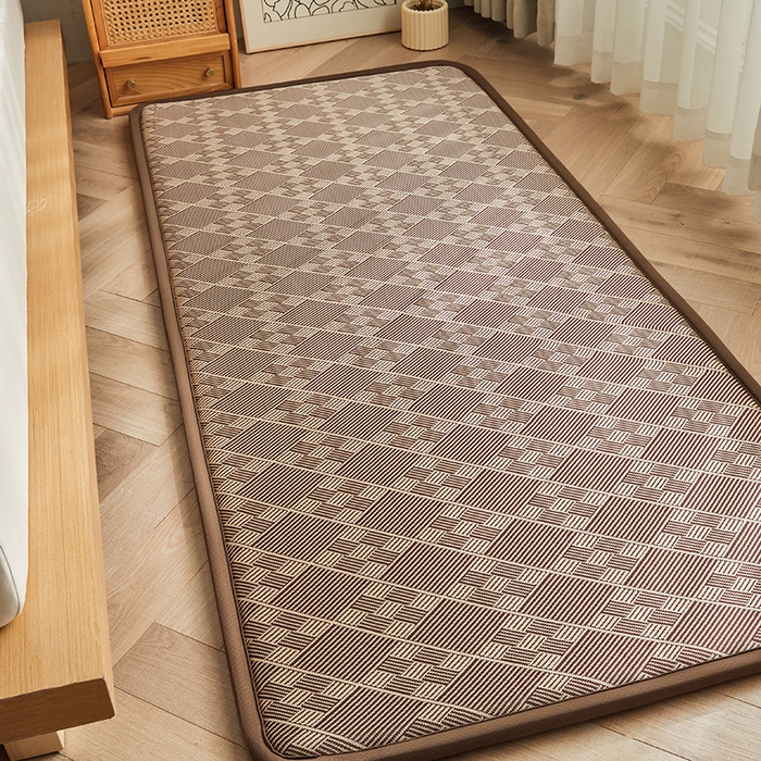 91家纺网 家纺一手货源 找家纺 迪乐妮 2025新款抑菌冰丝地垫床垫爬爬垫-小床图 抑菌冰丝垫九宫格-咖