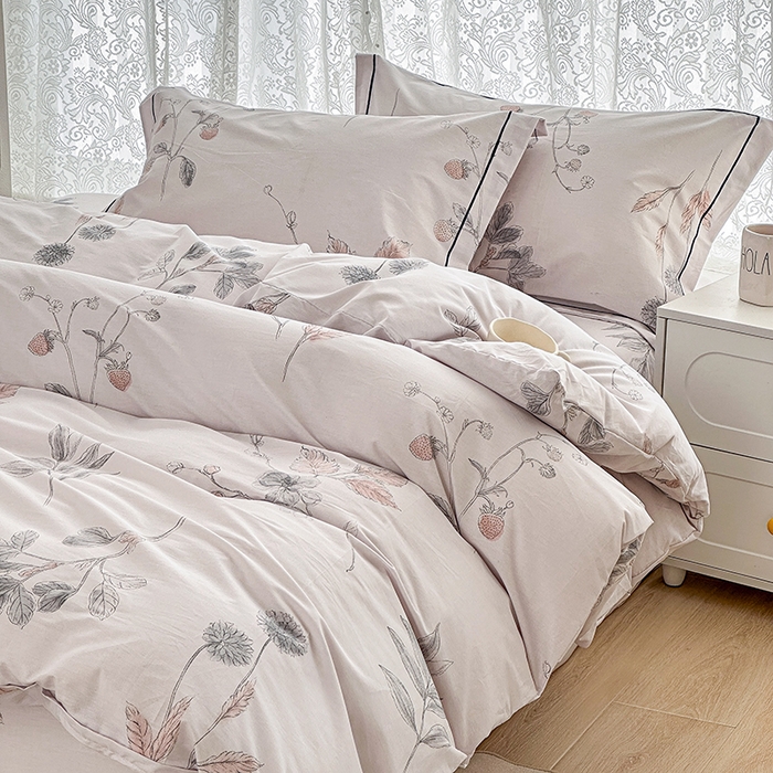 91家纺网 家纺一手货源 找家纺 锦罗绣 2025新款全棉13376印花套件单品单被套 小思绪-粉