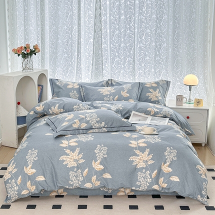91家纺网 家纺一手货源 找家纺 锦罗绣 2025新款全棉13376印花套件单品单被套 枝繁叶茂-蓝