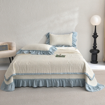 91家纺网 家纺一手货源 找家纺 （总）有货 2025春夏新款全棉纯棉双层纱夏被夏凉被空调被+床盖三件套