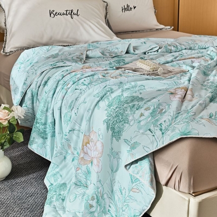 佳居缘 2025新款A类冰氨双面数码印花凉感夏被 锦绣-绿