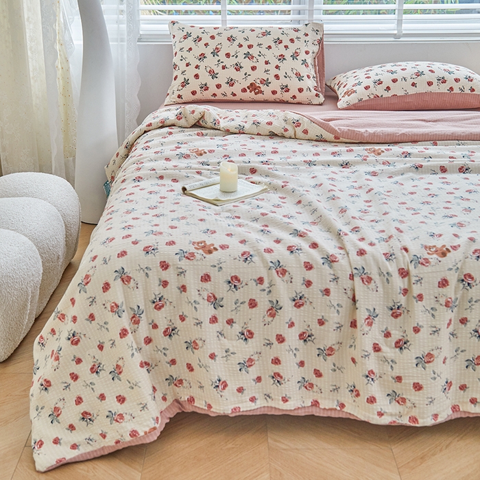 91家纺网 家纺一手货源 找家纺 迪乐妮 2025新款彩竺棉夏被四件套 漫花