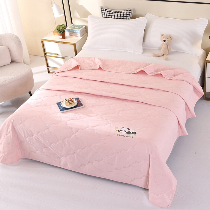 91家纺网 家纺一手货源 找家纺 爱洛家纺 2025新款熊猫超声波夏凉被被子被芯 熊猫粉-夏被