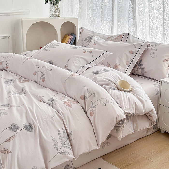 91家纺网 家纺一手货源 找家纺 锦罗绣 2025新款全棉13376印花套件单品单被套 小思绪-粉