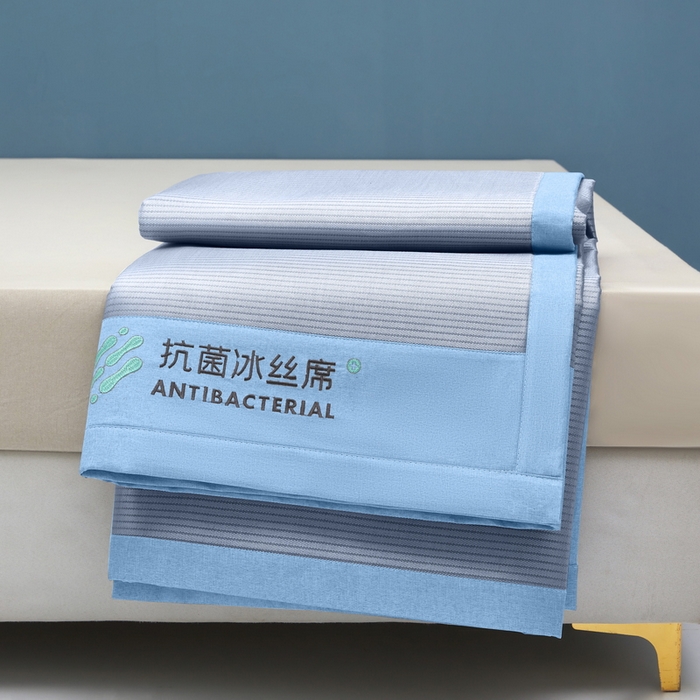 91家纺网 家纺一手货源 找家纺 迪乐妮 2025新款母婴级抗菌床笠款冰丝席 蓝 床单款
