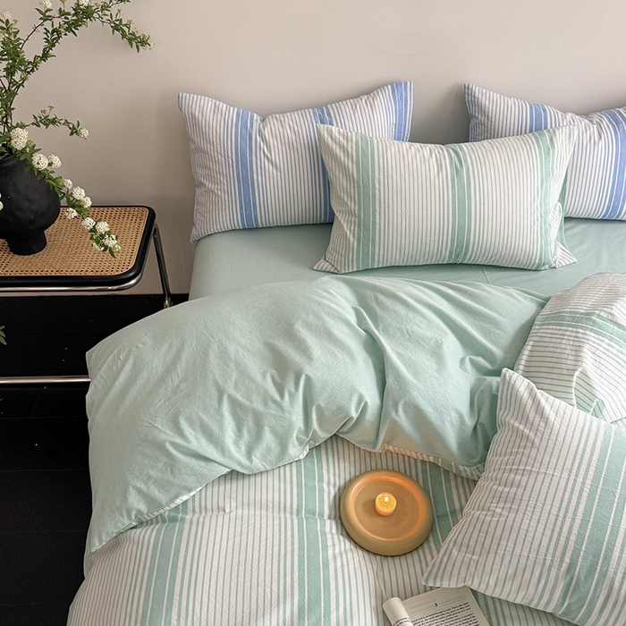 91家纺网 家纺一手货源 找家纺 玖弘家居 2025新款提花全棉四件套-繁星 繁星-湖蓝