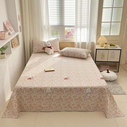 新印象 2025春夏新款三枚锻卡老粗布单床单凉席席子床单单件 樱花小兔