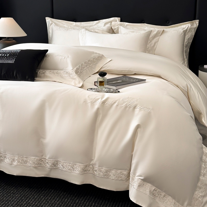 91家纺网 家纺一手货源 找家纺 安妮家居 2025新款全棉A类麦穗系列四件套 麦穗-米白