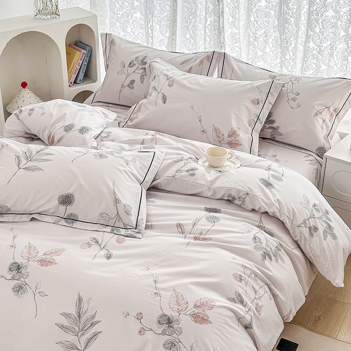 91家纺网 家纺一手货源 找家纺 锦罗绣 2025新款全棉13376印花套件单品单被套 小思绪-粉