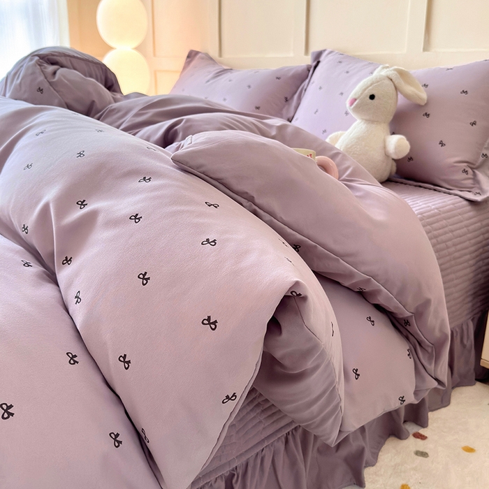 91家纺网 家纺一手货源 找家纺 人人爱 2025新款有氧针织棉双层纱床盖款四件套 结美