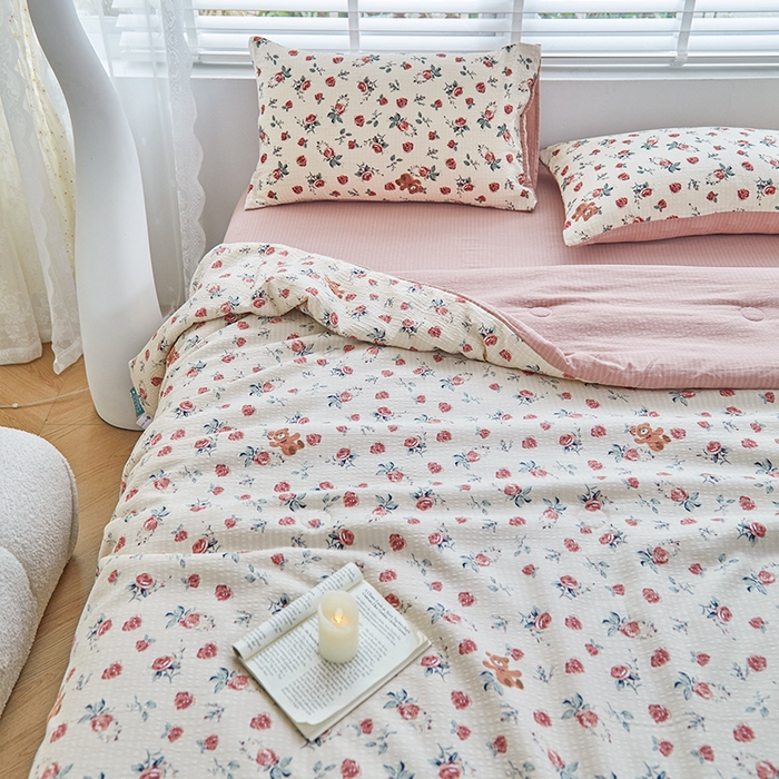 91家纺网 家纺一手货源 找家纺 迪乐妮 2025新款彩竺棉夏被四件套 漫花